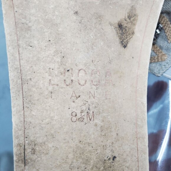 Lucca Lane Shoes Womens Size 8.5 Tan Canvas Valia Beaded Slide Sandals - Picture 4 of 11